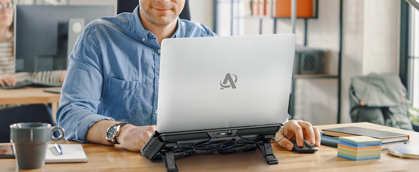 AICHESON Laptop Cooling Pad Blue Lights fan booster deck rack canddy tray cooling stand chill mat