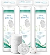 Organic Cotton Rounds for Face, 300 Count Makeup Remover Pads, 100% Pure &amp; Natural Facial Cleansi...