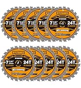 Ryltanks 7-1/4 Inch Circular Saw Blade, 24T for Framing with 5/8" Arbor, Fast Wood Cutting, 10-Pack
