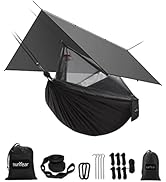 Sunyear Hammock Camping with Rain Fly Tarp and Net, Portable Camping Hammock Double Tree Hammock ...