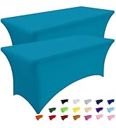 Smiry 2 Pack Spandex Table Cloth 6FT, Elastic Fitted Stretch Tablecloths for Rectangle Tables, Wa...