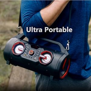 portable wireless bluetooth speaker light up party outdoor boombox karaoke subwoofer big loud stereo