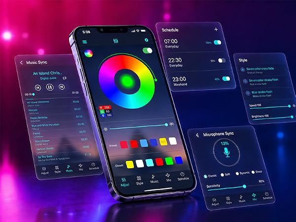 samrt led strip lights app control music sync