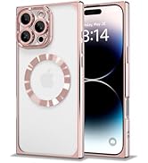IAIYOXI Rectangle Magnetic Clear Case for iPhone 16 Pro Max, [Compatible with MagSafe],Soft Plati...