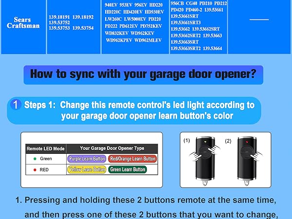 Compatible with Lift Master Chamberlain Craftsman Garage Door Opener