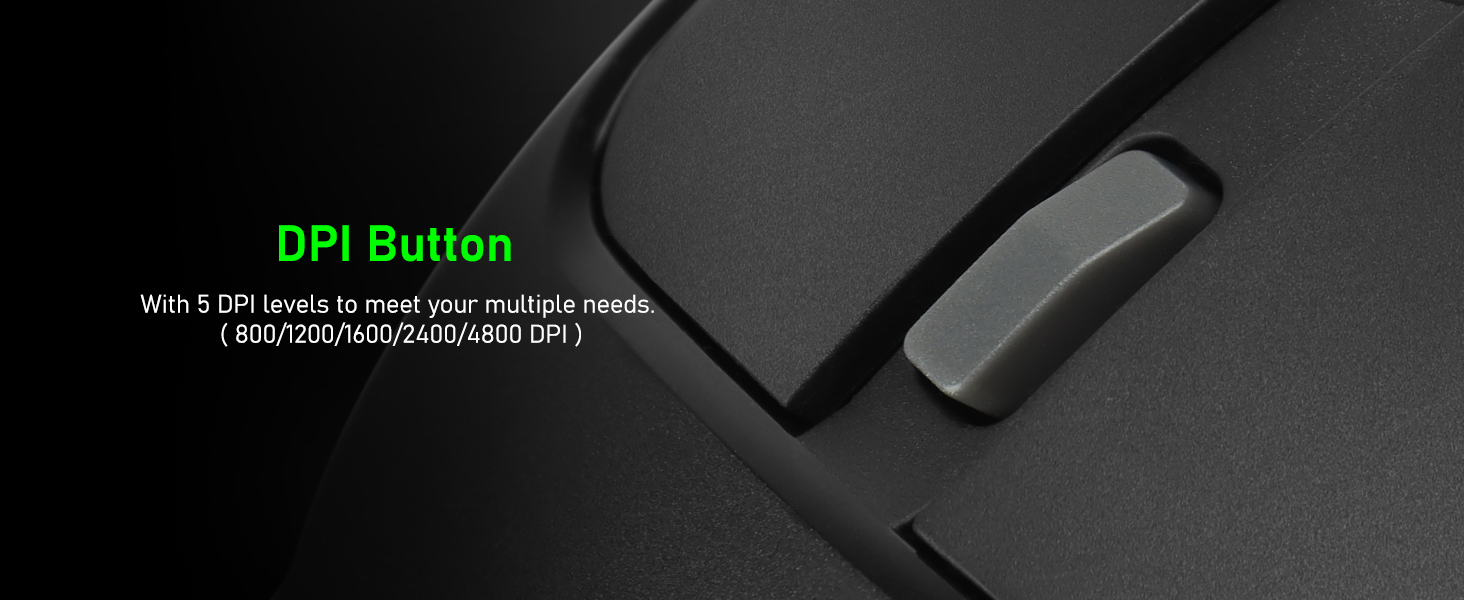 With 5 DPI levels to meet your multiple needs.