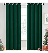 Yakamok Dark Green Blackout Curtains for Bedroom, Room Darkening Thermal Insulated Grommet Window...