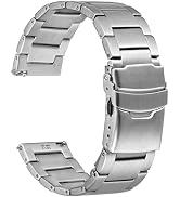 WOCCI 22mm Heavy-duty Metal Watch Band for Men, 316L Stainless Steel, Double Locking Deployant Cl...
