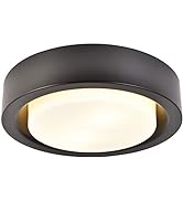COTULIN 12.8 Inch Black Metal Plus Glass Flush Mount Ceiling Light,Ceiling Lighting Fixture for K...