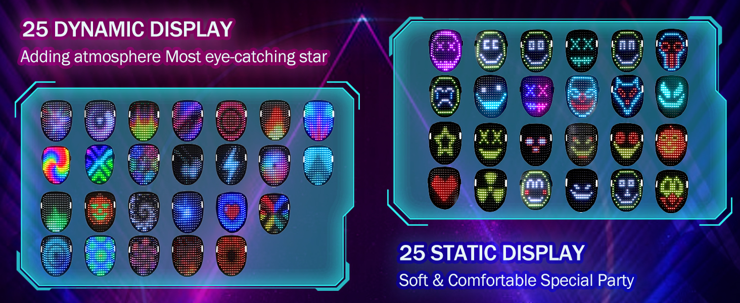 Various pattern-changing electric masks