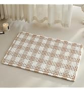 TYUU Waffle Bath Mat, Boho Bathroom Rugs Non Slip Washable Absorbent Checkered Bathroom Mat Quick...