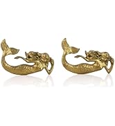 SOFFEE DESIGN Set of 2 Vintage Gold Mermaid Cabinet Knobs for Drawer, Ocean Beach Theme Aged Trea...