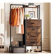 Yoobure Dresser with Hanging Rack - Small Closet with 4 Fabric Storage Drawers, 44"H Dresser with...