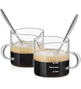 MESNEY Espresso Cups Set of 2, 4 Oz Espresso Shot Glass with Handle Double Spout Cups