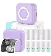 HUIJUTCHEN Mini Sticker Printer - Mini Pocket Printer for iPhone Thermal Printer with 10 Rolls Th...