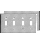 [2 Pack] BESTTEN 4 Gang Toggle Switch Metal Wall Plate Cover with White or Clear Plastic Film, In...