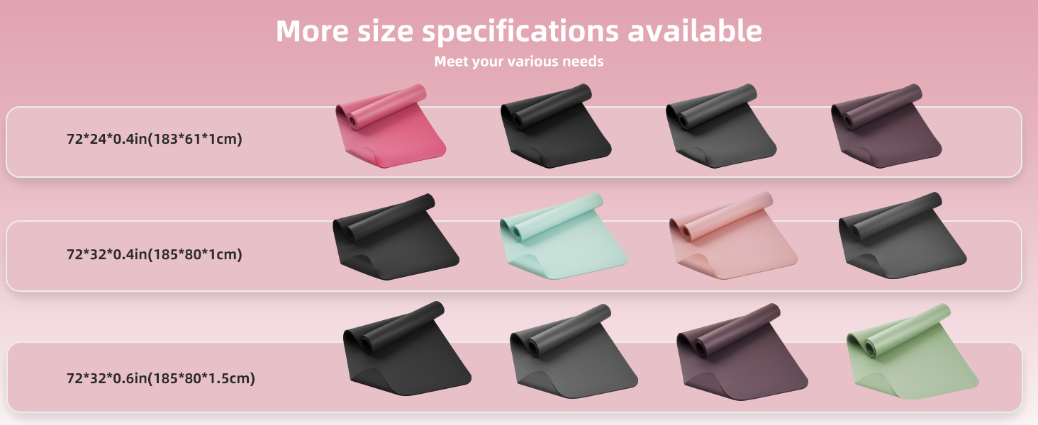 More size specifications available