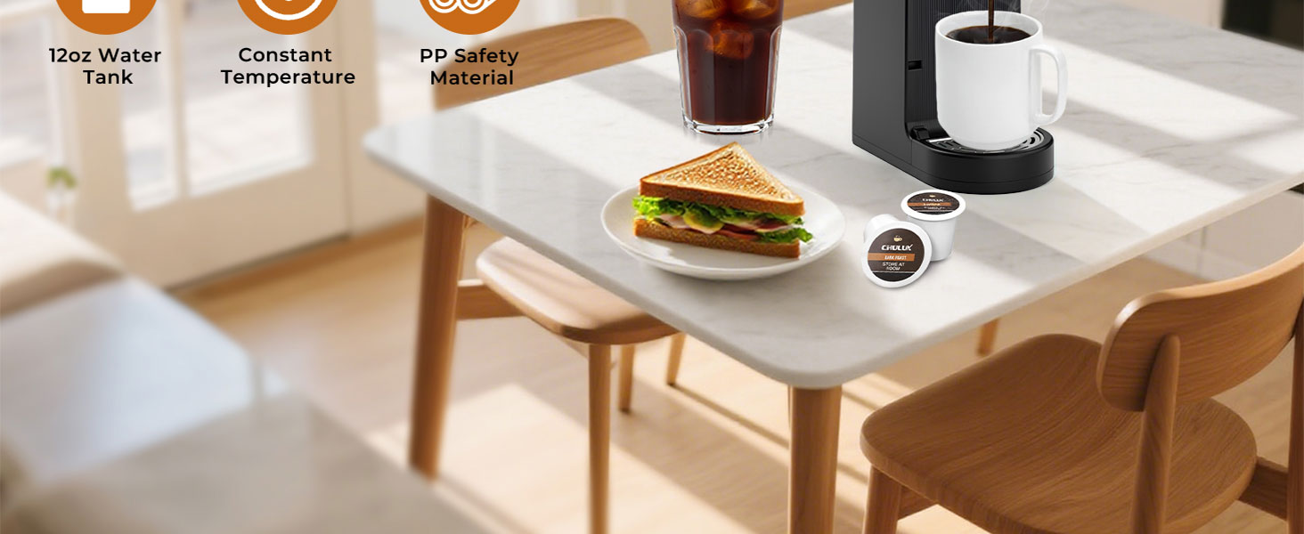 Enjoy fresh and hot coffee with chulux single serve coffee maker