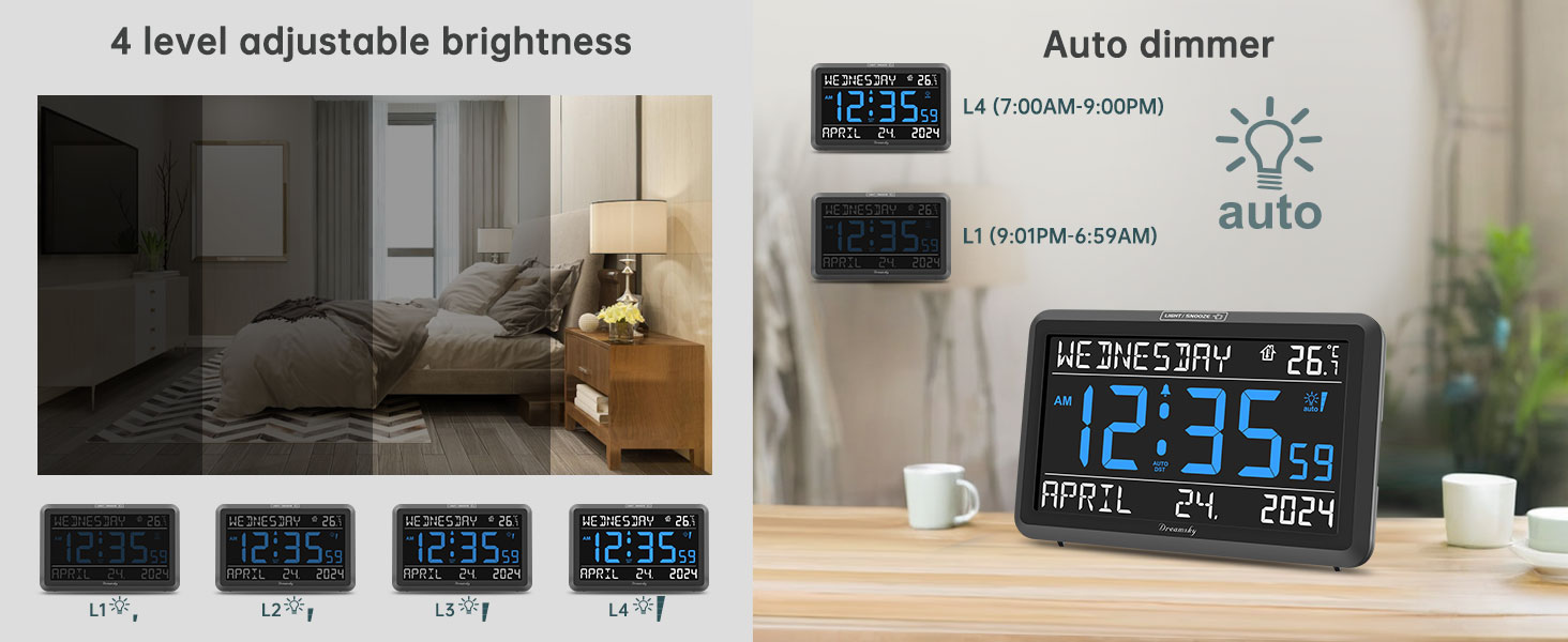 digital wall clock large display