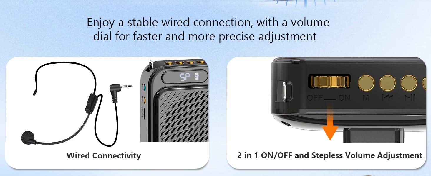 voice amplifier stable wired connection, volume dial for faster