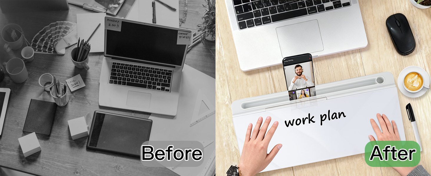 desk whiteboard with storage
