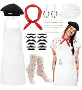 XLSXEXCL Artist Costume for Adults, Painter Dress Up Set with Artist Apron, French Beret, and Art...
