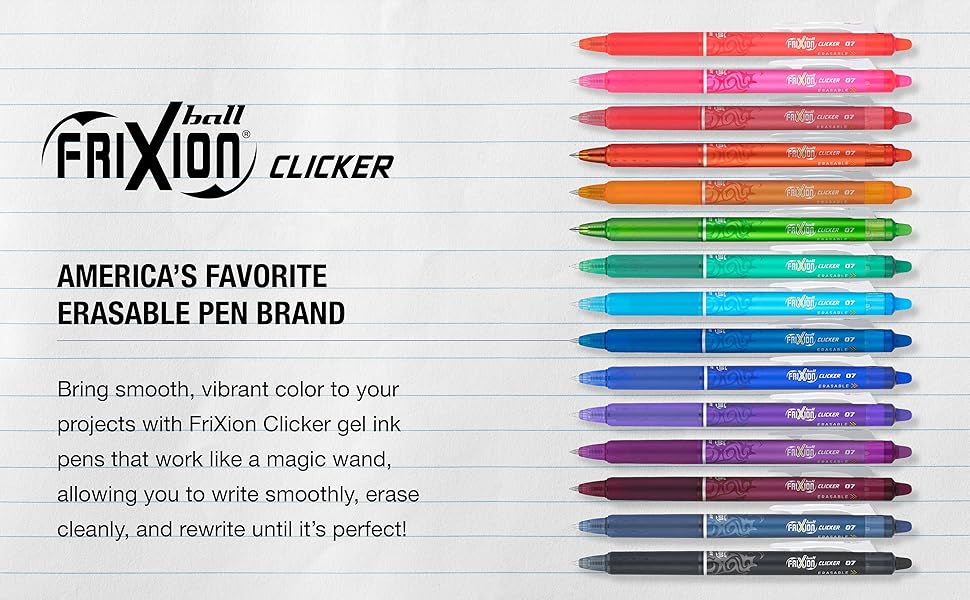 Bring smooth, vibrant color to your projects with FriXion Clicker gel ink pens