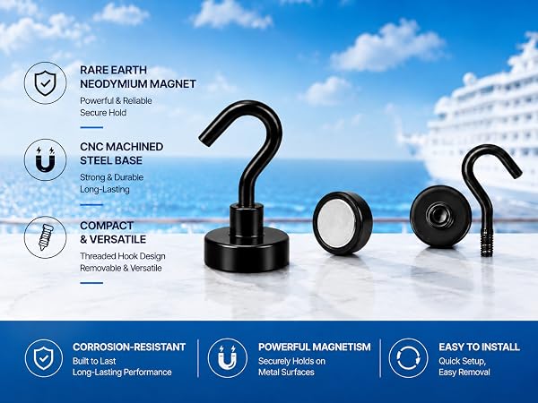 NeosmukBlack Magnetic Hooks