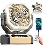 Orteen Camping Fan Rechargeable - 9-Inch Battery Powered Fan, 20000mAh(60Hrs) Battery Operated Fa...