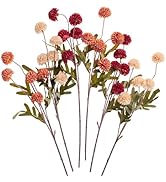 SITUMEIZI Fall Faux Silk Pompon Mum Artificial Burnt Orange Flowers Fake Mini Chrysanthemum Flowe...