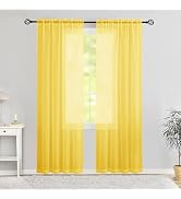 Karseteli Semi Voile Sheer Curtains 63 Inches Long 2 Panels Rod Pocket Window Treatment for Livin...