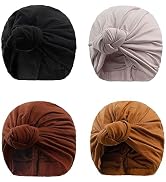 Pretied Turban Head Wraps for Black Women Satin Silk Bonnet Hairwrap African Pre Knot Turbans Str...