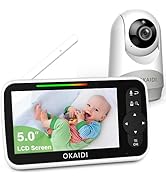 OKAIDI Baby Monitor with Camera and Audio, 5" Large Screen with 30-Hour Battery, 1000ft Range Vid...