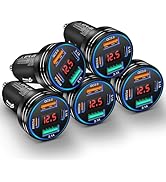 5-Pack USB C Car Charger,65W Ancekoy 4-Port Dual USB-C &amp; USC-A Car Charger Adapter with Voltage M...