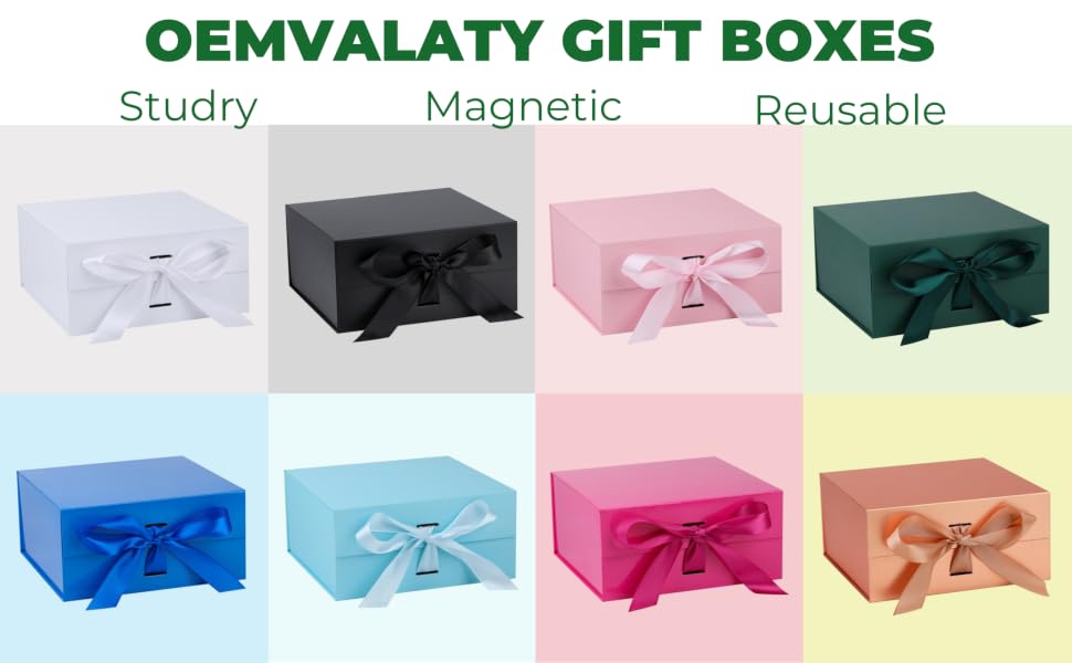 We have 8 colors of gift boxes available in our store!