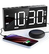 Mesqool Loud Alarm Clock for Heavy Sleeper, with Vibration for Hearing Impaired Deaf, Annoying Cl...