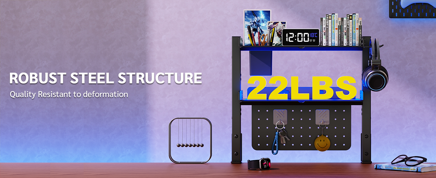 2-Tier Steel Clamp On Desk Shelf