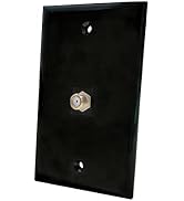 BUPLDET 1 Port Coax Cable Wall Plate Black - Single Gang TV Coax F-Type Outlet Cover Plate for Co...