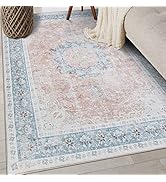 Rugshop Bohemian Distressed Stain Resistant Flat Weave Recycled Machine Washable Durable 5x7 Area 