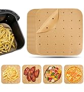 Vailnd Air Fryer Liners Disposable, 100pcs 8.5In Square Parchment Paper Sheets Unbleached, Perfor...