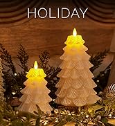Luminara Christmas Tree Flameless Candle Glitter and Snow Finish (4.7&amp;#34; x 6.5&amp;#34;) Moving Flame Effect