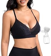 Momfree Pumping Bra Hands Free for Petite Women, Soft Lace Breast Pump Bras for Breastpumping, Ma...