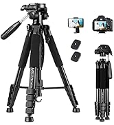 VICTIV 74” Camera Tripod, Tripod for Camera and Phone, Aluminum Heavy Duty Tripod Stand for Canon...