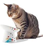 Necoichi Raised Cat Food Bowl – Ceramic Elevated 15° Tilted Cat Bowl for Whisker &amp; Neck Fatigue, ...