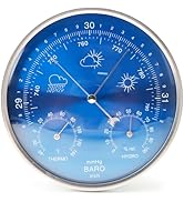 3-in-1 All-Season Wall Hanging Thermometer, Barometer, Hygrometer, Accurate Portable Weather Stat...