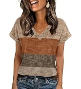 Zeagoo Womens Summer Tops Rolled Short Sleeve V Neck Shirts Casual Dressy Business Work Blouses O...