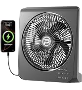 PANERGY 20000mAh Rechargeable Battery Powered Fan - 10" Square Box Fan with 55H Runtime, 4 Speeds...