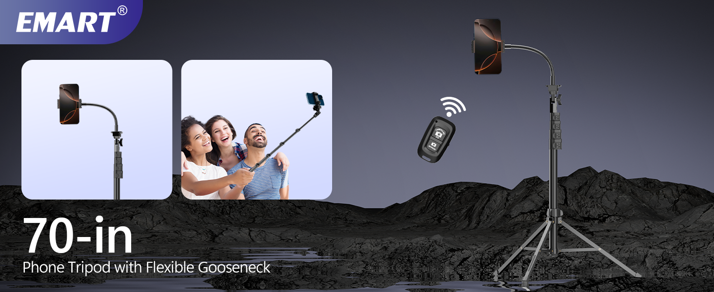 Phone tripod with flexible gooseneck