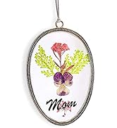 Mom Suncatcher - Decorative Glass Suncatcher with Colorful Pressed Flower Designs - Thoughtful Gi...