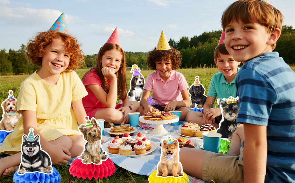 dog party honeycomb centerpieces